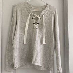 Cream Long Sleeve Tie Sweater